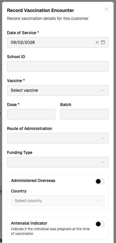 Encounter recording form