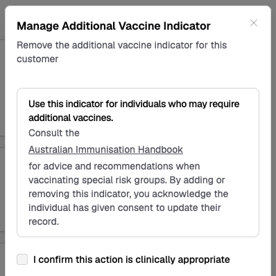 Manage vaccine indicator sheet